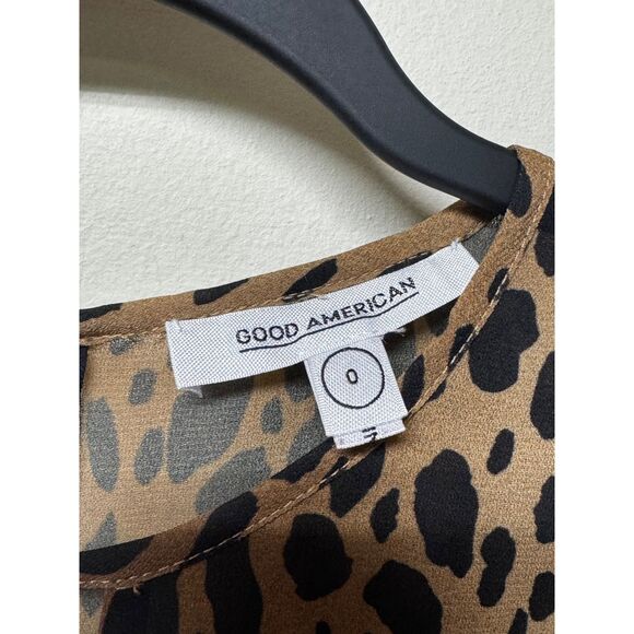 GOOD AMERICAN Double Keyhole Leopard Print Blouse, Sz XS - Picture 10 of 12